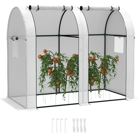 Outsunny Tomato Greenhouse with 2 Roll-up Doors, 185 x 94 x 150cm, White (1/5)