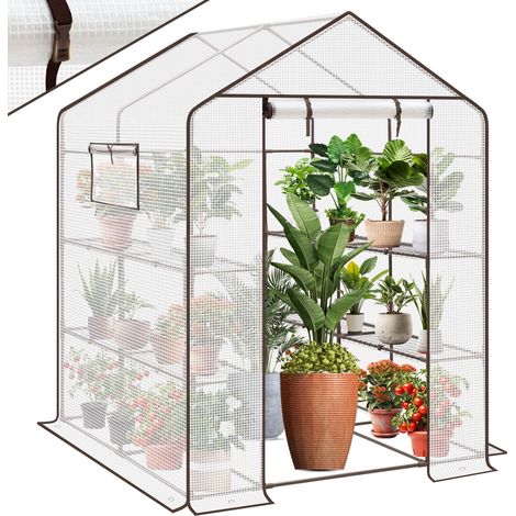 Film de Serre XXL 200 x 145 x 145 cm - Serre de Culture de tomates avec 10 étagères - Serre de Jardin Stable avec Housse en polyéthylène - Résistant à l'hiver - Blanc (1/5)