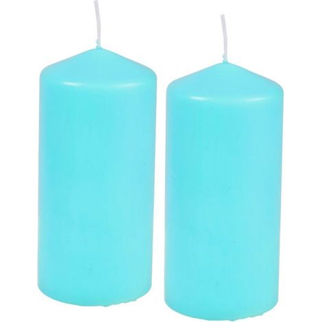 Lot de 2 Bougies Pilier "Essentiel" 10cm Bleu