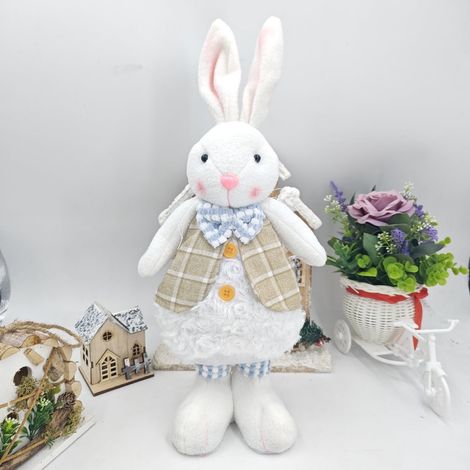 Statue Lapin - Décoration de Table pour Pâques - Ornement en Peluche pour Intérieur Jardin Bureau Salle à Manger Cheminée - 1 Pièce (1/5)
