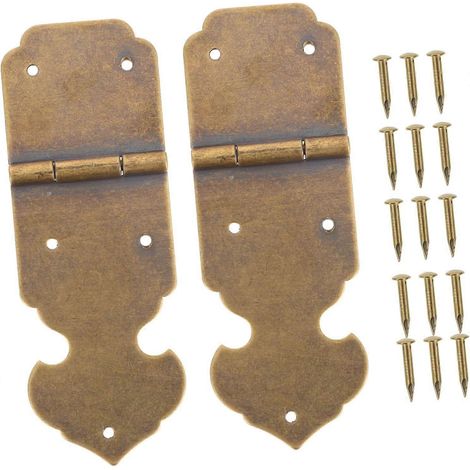 Homoyoyo Lot de 2 petites charnières pour armoire, idéales pour les boîtes en bois, résistantes à la rouille (1/5)