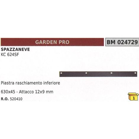 Placa rascadora inferior 630x45mm acoplamiento 12x9mm quitanieves GARDEN PRO