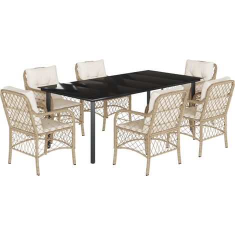 Maison Exclusive - Set comedor de jardín 7 pzas con cojines ratán (1/5)
