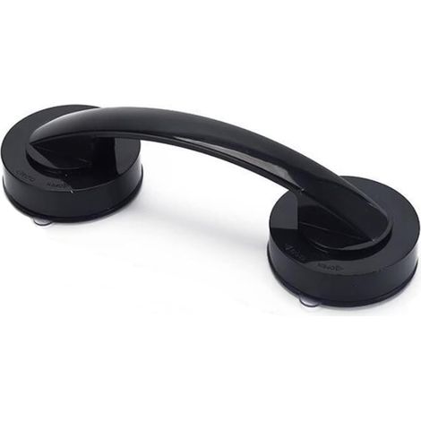 Maniglione di sicurezza nero a ventosa per bagno, antiscivolo, sicuro, impermeabile e rimovibile, con maniglia a ventosa per finestre, porte e bagni (19 x 6,5 x 5 cm)