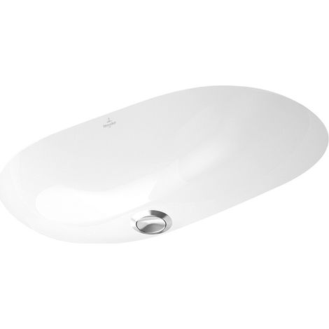 Villeroy & Boch O.novo - Unterbauwaschtish, ohne Hahnloch, mit Überlauf, 53x32 cm, Weiß, mit Ceramicplus 416250R1