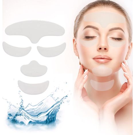 Patchs anti-rides en silicone pour les yeux et le visage, auto-adhésifs, réutilisables, lot de 6, patchs raffermissants pour le cou et les yeux. (1/5)