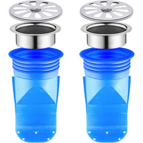 Prévention de reflux réglable, paquet de 2 drains de plancher en silicone, valve unidirectionnelle pour tuyaux, pour sol de salle de bain 95×50 cm (1/5)