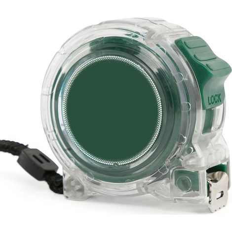 Ruban à mesurer métrique en acier, 3 m (9,8 pi), rétractable, à lecture facile, avec boîtier de protection transparent. (1/4)