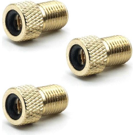3-teiliger Fahrradventiladapter: Umrüstung von französischen (SV) und Dunlop (DV) Ventilen auf Autoventile (AV), mit Ring, für Schläuche und Reifen, praktisches und robustes Zubehör. (1/3)