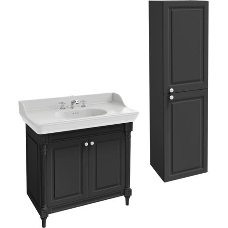 JACOB DELAFON Cléo 1889 Pack mueble lavabo 3 huecos + columna recta + mezclador de cruceta cromado