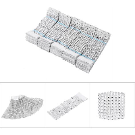 50 pièces anneaux de serviette 8 rangs ruban maille diamant pour mariage Noël argenté (1/5)