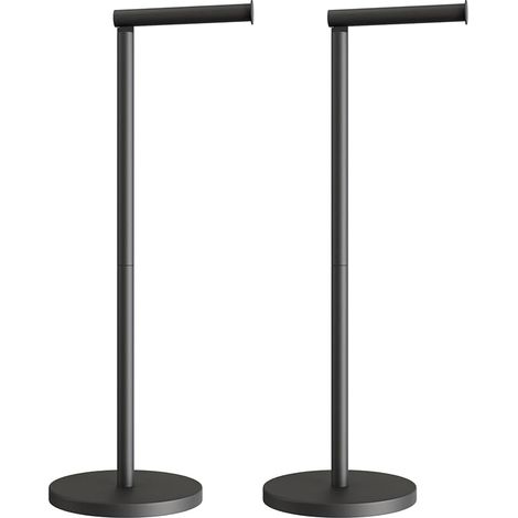 Porte Papier Toilette sur Pied Noir - Support Rouleau WC avec Réserve - Dérouleur Papier Toilette sur Pied - Accessoire WC Moderne et Stable (Lot de 2) (1/5)