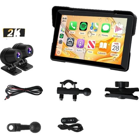 Navigazione GPS per moto, CarPlay wireless, Bluetooth doppio, DVR per moto, Nessuno (1/2)
