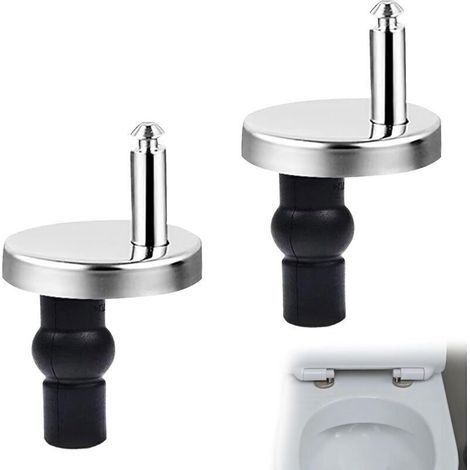 Lot de 2 fixations de charnières pour abattant WC , charnières à dégagement rapide , avec vis en caoutchouc de rechange , compatibles avec la plupart des toilettes (1/4)