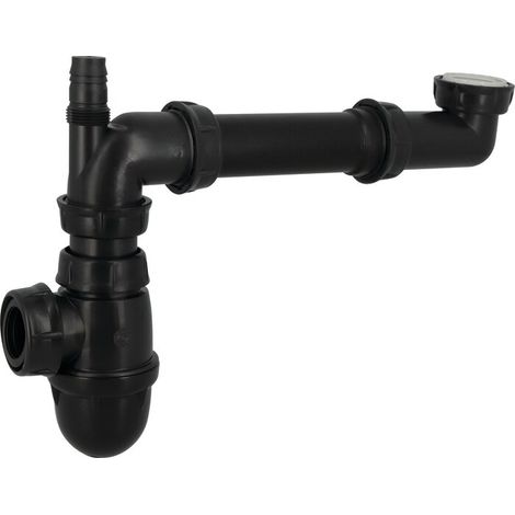 Nicoll – Siphon de lavabo universel avec tubulure gain de place – Sortie Ø 32/40 mm – Débit 58 l/min – 90% matières recyclées (1/3)