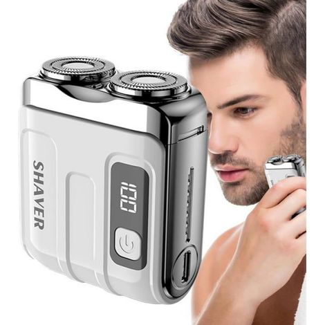 Rasoir Rechargeable Avec Écran LED,Lame Amovible,Humide Et Sèche,Mini Rasoir Électrique Portable Adaptée Voyages Maison(E) (1/5)