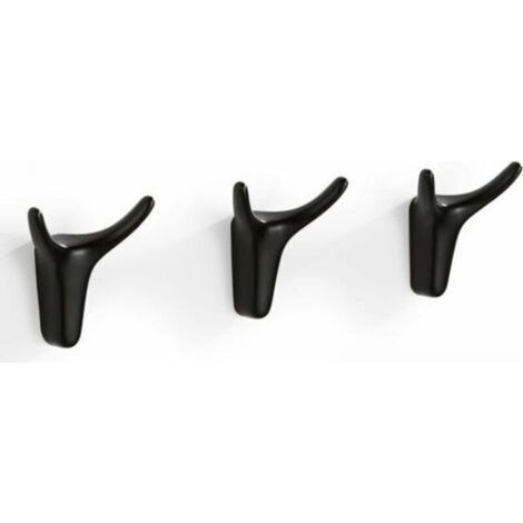 Schwarze Wandhaken, 3 Stück Handtuchhaken Selbstklebende Haken, Garderobenhaken Design Horn für Badezimmer- & Küchendekoration (1/5)