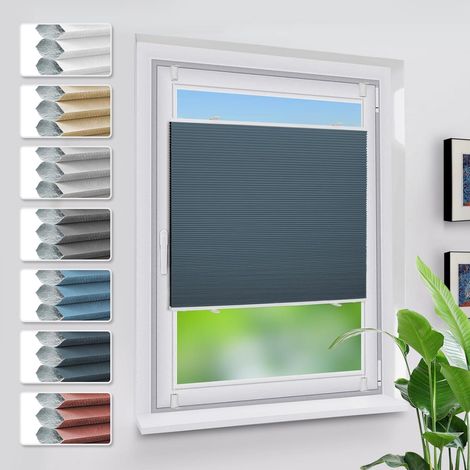 Verdunklungsplissee Wabenplissee Klemmfix ohne Weiß-blau B90 x H110 cm (1/5)