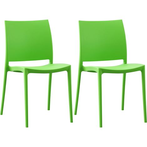 Lot de 2 chaises empilable design en plastique couleur vert résistant aux UV – jardin terrasse et intérieur 100007911