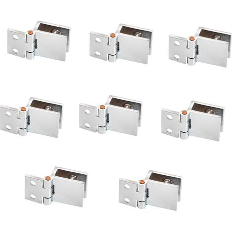 Set di 8 cerniere per ante in vetro - 5 mm - 8 mm - Regolabili - Morsetto semplice per armadietti - Cerniere per ante in vetro - Montaggio a parete (1/5)