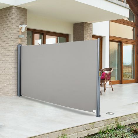 Seitliche und aufrollbare Markise (3 x 1,6 m) aus Aluminium und wasserdichtem, UV-beständigem Polyester, für Wind- und Sichtschutz
