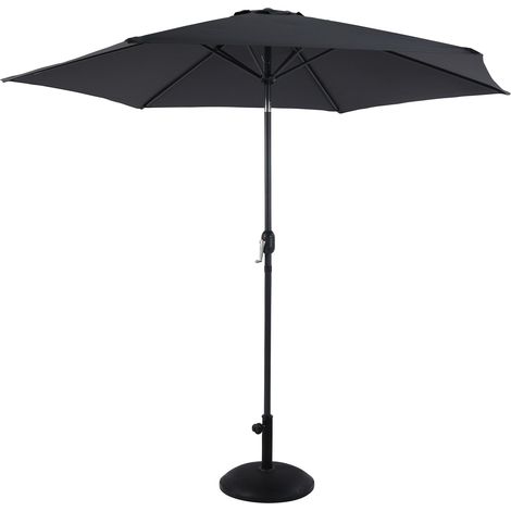 Axi Noor Parasol À Mât Central Rond, Ø 300 Cm, En Acier, Anthracite/Gris - Pied De Parasol Inclus Pour Le Jardin / Terrasse Avec Structure Thermolaquée Pliable