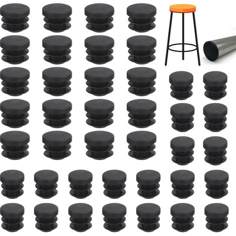 Lot de 40 Bouchon en Plastique Rond,Capuchons Ronds en Polyéthylène, 14mm 16mm Embouts De Pieds De Meuble, Bouchons D'extrémité De Tube Noirs, Bouchons À Lamelles, pour Chaise, Canapé, Étagère