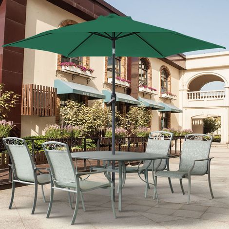 Greenbay Round Garden Parasol Sun Shade Patio Outdoor Umbrella Canopy Crank Tilt Mechanism 2.5M Green