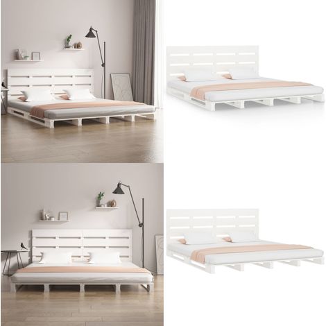 Massivholzbett ohne Matratze Weiß 160x200 Kiefernholz - Holzbett - Kiefernholzbett - Doppelbett - Massives Holzbett - Weißes Bett - Home & Living (1/5)