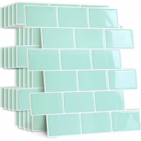 Plus épais Credence Adhesive pour Cuisine Salle de Bain, Faux Carrelage Adhesif Mural Noir Credence Cuisine Adhesive, ImperméAble Dalle PVC Adhesive Murale-LIAIKI (1/5)