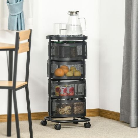 Carrello cucina 4 livelli con ruote in acciaio OKMYHOME (1/5)