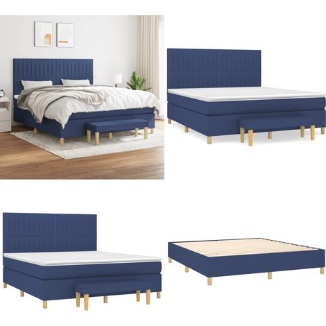 Boxspringbett mit Matratze Blau 160x200 cm Stoff - Boxspringbett - Doppelbett - Schlafraum - Blau - Bettauflage - Home & Living (1/5)