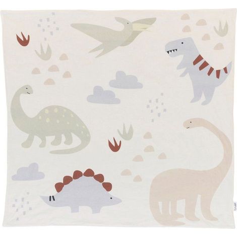 Tapis de jeu nomade TINEO 100 x 100 cm - Jersey matelassé Dinosaures Multicolore (1/5)