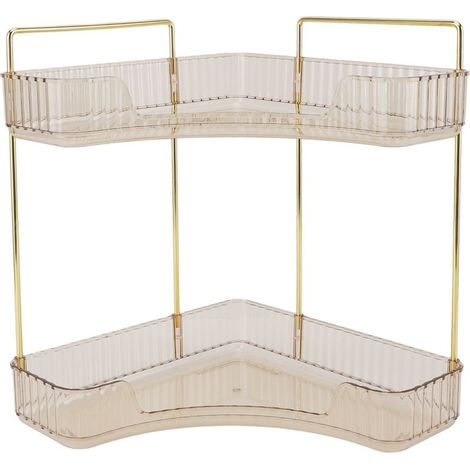 étagère rangement-Organisateur de Coin Étagère Double Plateau pour Étagères Cosmétiques avec Structure Métalique Facile à Installer et Design Économique Espace (1/5)