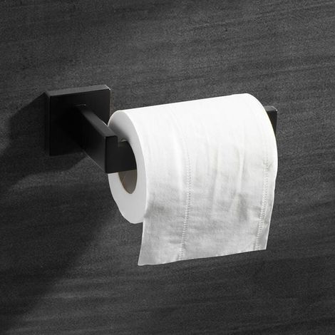 Porte Papier Toilette Noir, Acier INOX Porte Rouleau Support Papier Toilette pour Salle De Bain et Cuisine (Carré) (1/4)