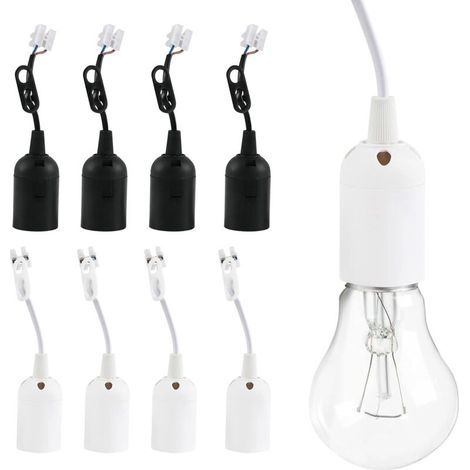 Douilles de Lampe E27, 8 Pcs Support Lampe Douille, Base DAmpoule en Plastique avec Câble, pour Les Cuisines de Bureaux, lÉclairage de Croissance Des Plantes et La Lumière DAquarium (1/5)