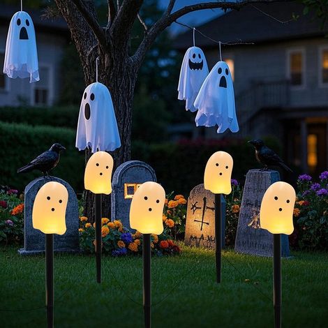 Piquets lumineux LED d'Halloween fantômes en forme de glace pour jardin extérieur, lampe décorative extérieure IP65, tension 1,2V DT-54 (1/5)
