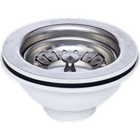 Ø113mm Bonde à panier en inox pour évier bac à commande manuelle sans trop-plein (1/4)