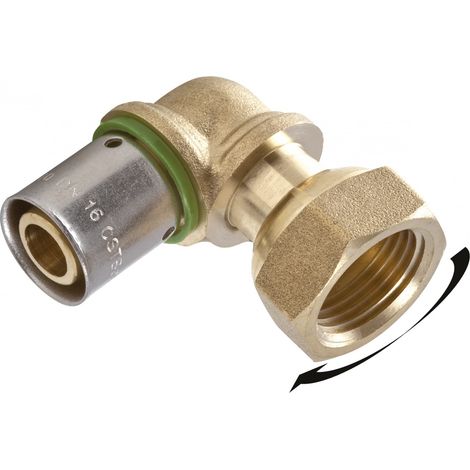 QUICK PLOMBERIE Raccord coudé avec écrou libre à sertir laiton F 15 x 21 pour tube en per