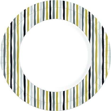 Duni Pappteller weiß Stripes schwarz gold Ø 22 cm - 10 Stück Einwegteller