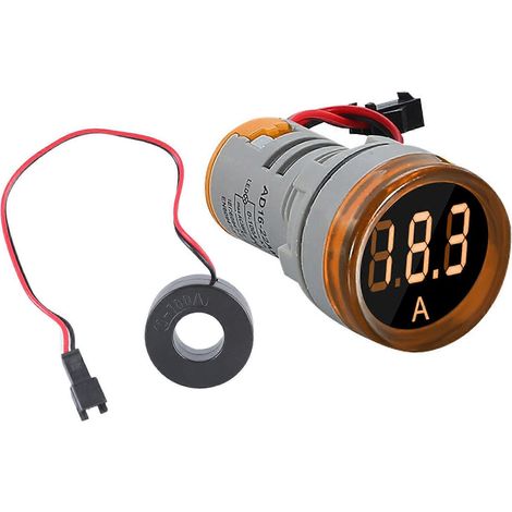 Voltmètre numérique à affichage LED 0-100 A avec indicateur de tension et voyant lumineux jaune. (1/5)