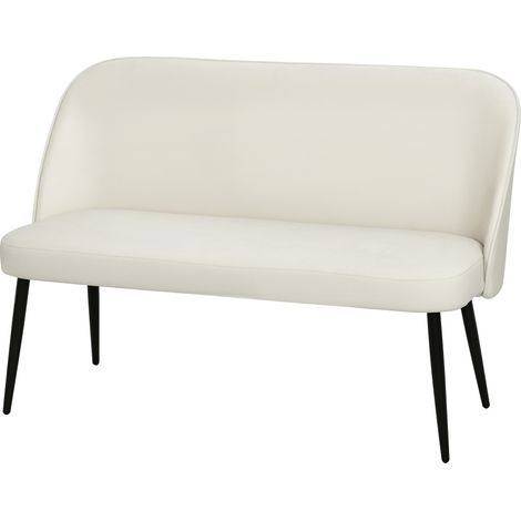 Canapé 2 places, canapé moderne capitonné avec structure en métal et bois, revêtement en tissu velouté, beige
