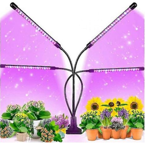 Lampe de croissance à 9 niveaux d'intensité avec 3 modes et fonction de minuterie pour plantes d'intérieur (quatre tubes fluorescents) (1/5)