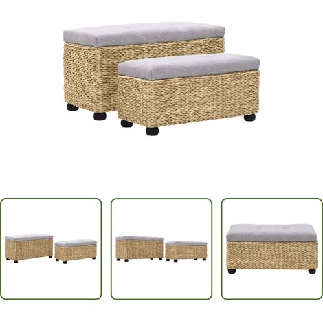 Banc rustique - Ensemble de banc lot de 2 Jacinthe d'eau Gris (1/5)