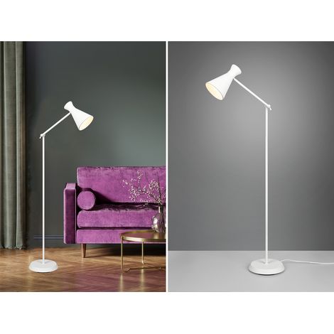 LED Stehleuchte Gelenk & Fußschalter, Metallschirm in Weiß - Höhe 150cm (1/5)