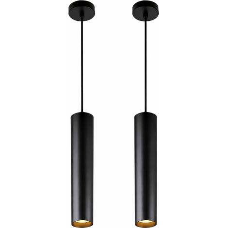 Lot 2 suspensions tubulaires aluminium minimaliste GU10 réglable 30cm