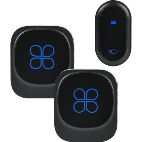 Sonnette Sans Fil Extérieur - - IP68 -180 Mètres - 58 Mélodies - Kit de Carillon avec 2 Récepteur Noir