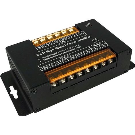 Amplificatore Segnale PWM 5 Canali Per Striscia Led RGBWW RGB+CCT 12V 24V 5X6A AP105