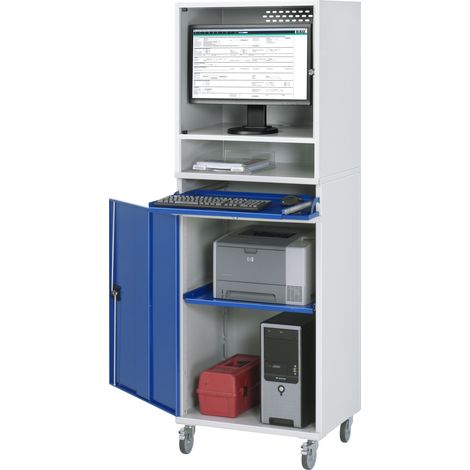Rau Computer-Schrank 65 mit Monitorgehäuse T520 mm, B650xT520xH1895mm, mobil (1/2)