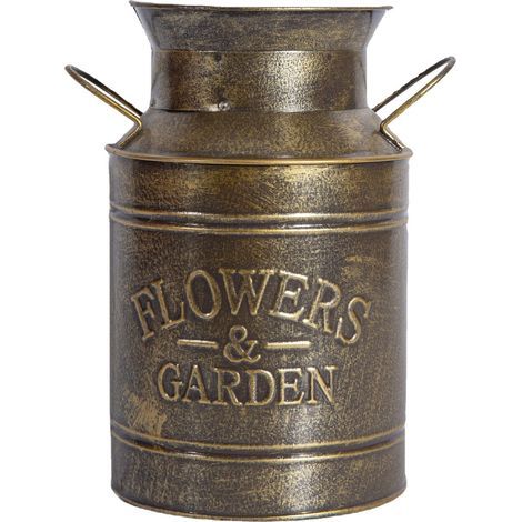 GENERIC-Vase à Fleur en Métal Fer Shabby Chic Pichet Vase Vintage Lait Galvanisé Peut Cruche Vase Rustique Fleur Récipient Seau Grand Galvanisé Vase Ferme English Seau Pot (1/5)